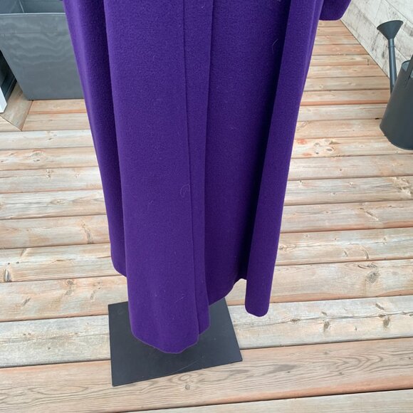 Vintage 80s Union Made Long Overcoat Purple Lambswool Retro Maxi Trench Coat - Picture 8 of 16